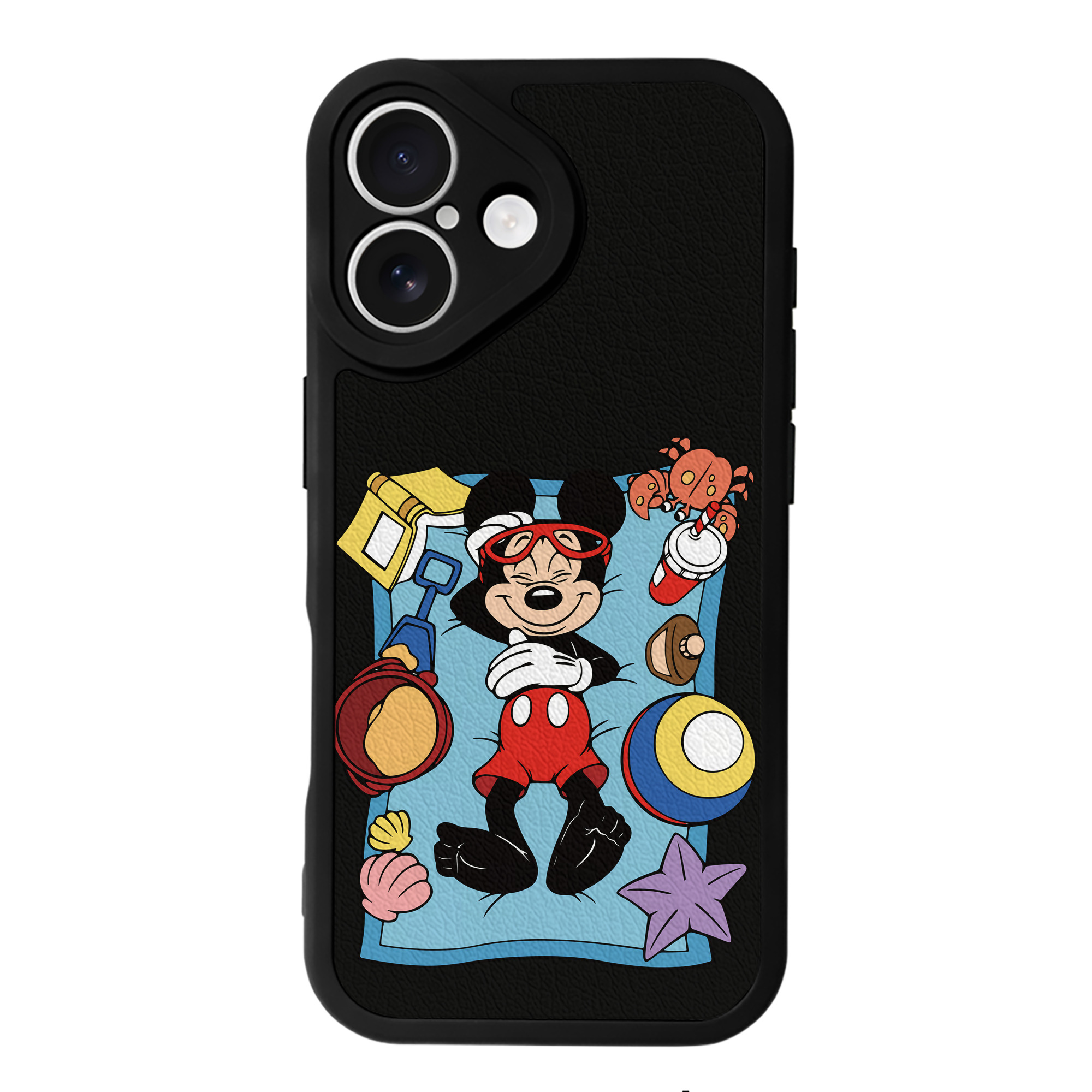 （画像用） ミッキーマウス Mickey Mouse 【iPhone 16シリーズ対応】シリコンスマホケース（レザー調） 材質：シリコン